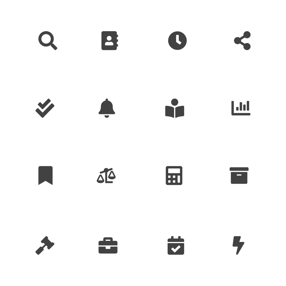 Icon library for the legal case system