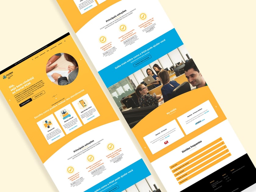 Taxpayer portal mobile screens showing debt overview, support chat, and payment options