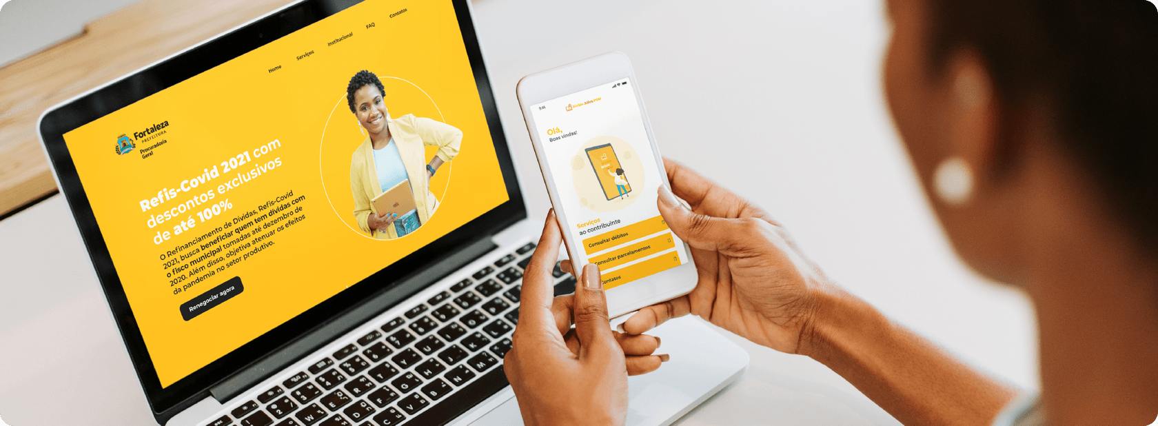 Citizen using the Taxpayer Portal on a mobile device to negotiate a debt