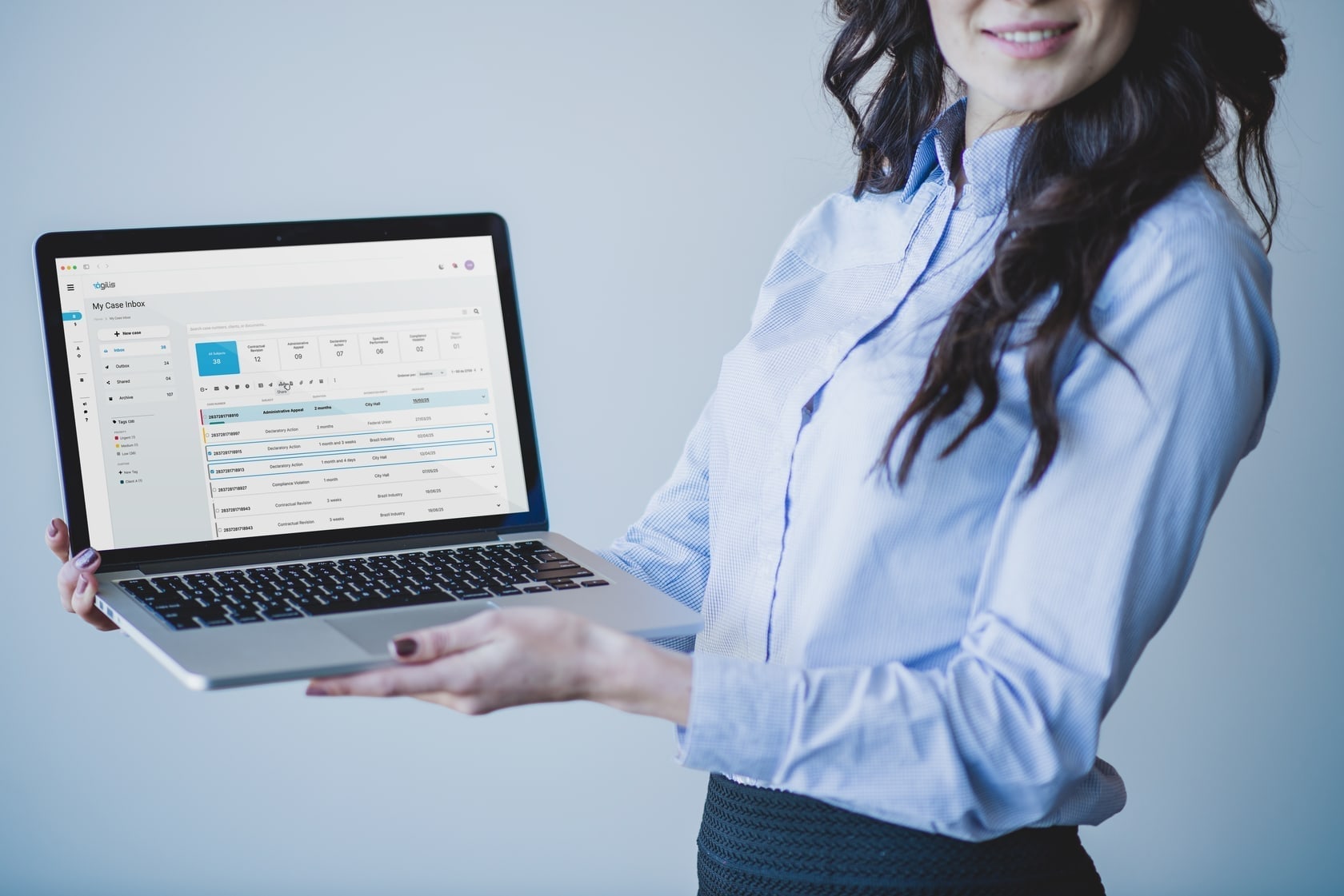 The redesigned legal case management interface showing the new clean experience